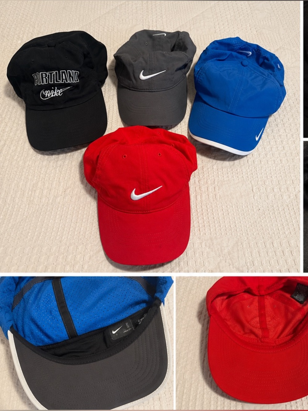 Nike Dri-FIT Hat Bundle Athletic Adjustable Caps Red Blue Gray Black